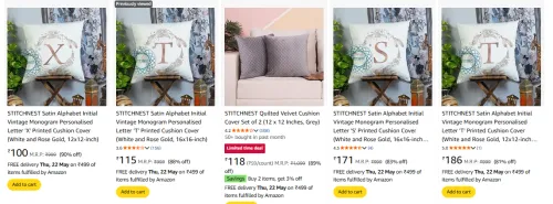 Image of STITCHNEST Printed Cushion Cover Starting @ ₹100