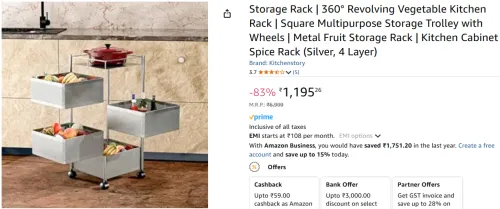 Image of Storage Rack | 360° Revolving Vegetable Kitchen Rack