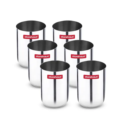 Image of Storehaus Stainless Steel Glass Set (6 Pc, Silver)