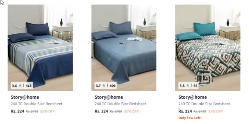 Image of Story At Home Bedsheets at 87% Discount