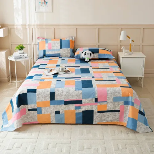 Image of Story@home 180 TC Microfiber Double Printed Flat Bedsheet (Pack of 1, Multicolor)