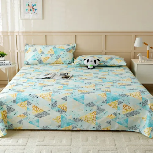 Image of Story@home Arena Blue & Gold-Toned Printed 180 TC Queen Bedsheet 