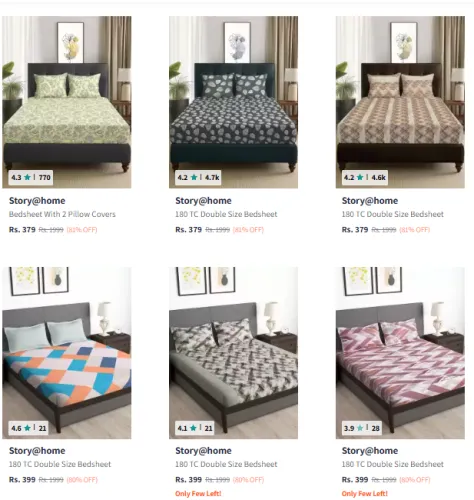 Image of Story@home Printed Double Bedsheet At Starting @ ₹379