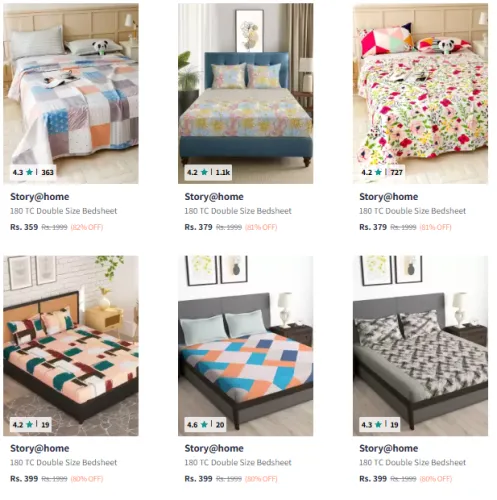 Image of Story@home Bedsheets @ Start ₹359