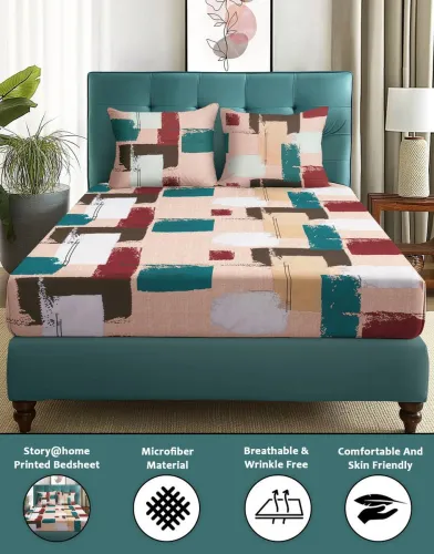 Image of Story@home Double Printed Flat Bedsheet