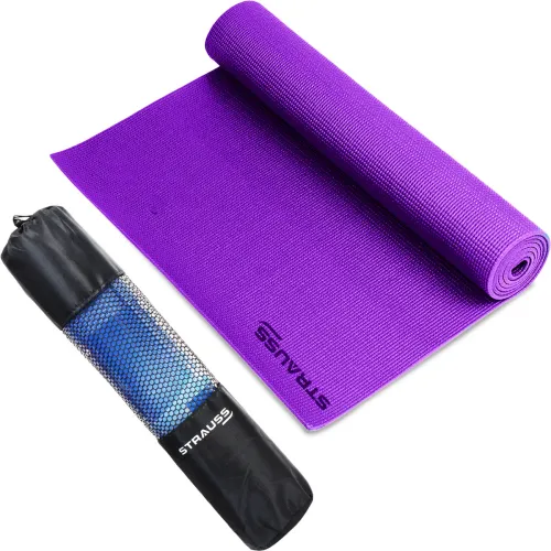 Image of Strauss PVC Anti Skid Yoga Mat 6mm with Carry Bag