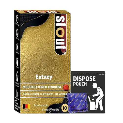Image of Strawberry Dotted Ribbed Condoms for Men 10 Count