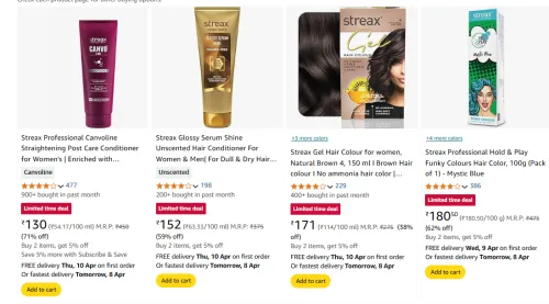 Image of Streax Beauty Product Minimum 50-71% Discount