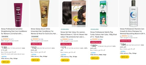 Image of Streax beauty products starting @ ₹130
