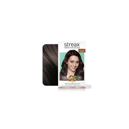 Image of Streax Crème Permanent Hair Colour - 4 Natural Brown Hair Color- 120 ml