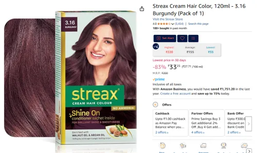 Image of Streax Cream Hair Color, 120ml - 3.16 Burgundy (Pack of 1)