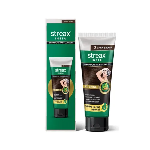 Image of Streax Easy DIY Hair Colour Shampoo, Dark Brown - 200ml