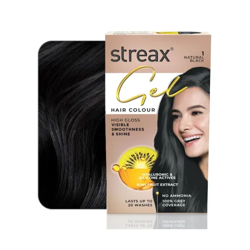 Image of Streax Gel Hair Colour 150ml (Natural Black) 