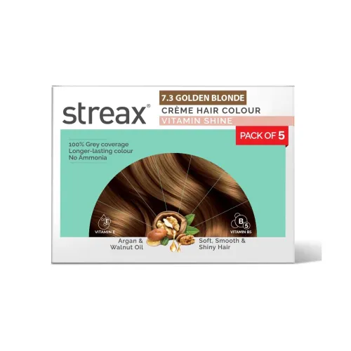 Image of Streax Hair Colour 7.3 Golden Blonde – Pack of 5
