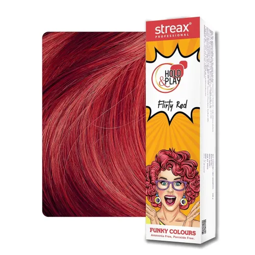 Image of Streax Professional Hold and Play Funky Colours, Hair Color, 100g - Flirty Red