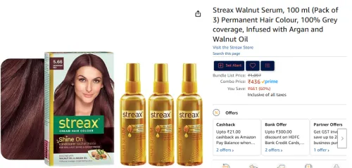 Image of Streax Walnut Serum, 100 ml (Pack of 3)