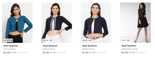 Image of Style Quotient Women's Shrugs at minimum 80% Discount