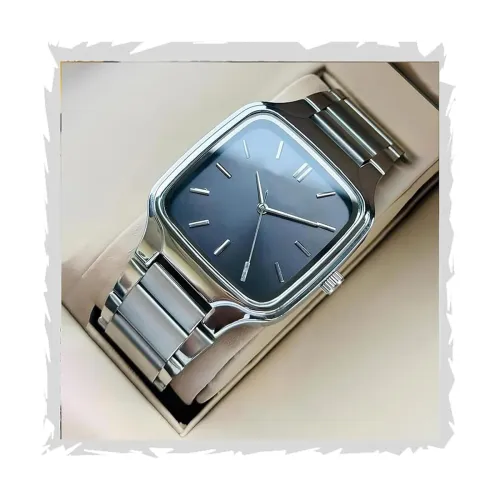 Image of STYLEDOSE Minimalist Eddy Square Dial Men's Watch with Stainless Steel Strap, Analog Watch Display