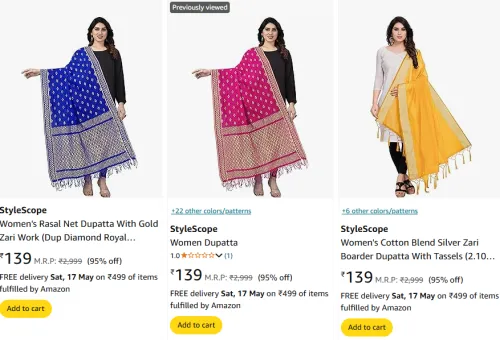 Image of StyleScope Women Dupatta at Minimum 90% Discount 