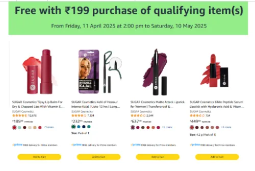 Image of Sugar Cosmetic : Get a free sunscreen serum of ₹535 on shopping of ₹199