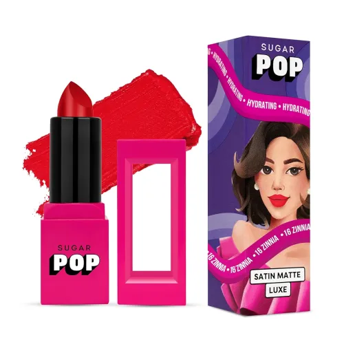 Image of SUGAR POP Satin Matte Luxe Lipstick 16 Zinnia - 3 gms - Satin-matte