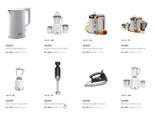Image of SUJATA Mixer & Juicer Flat 45% Discount