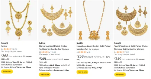 Image of Sukkhi Necklace set Minimum 90% Discount