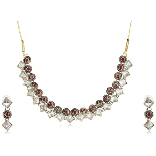 Image of Sukkhi Sparkling Gold Plated Necklace Set for Women