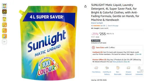 Image of SUNLIGHT Matic Liquid, Laundry Detergent, 4L