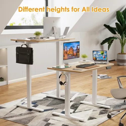 Image of Sunon Electric Standing Desk Adjustable Height Sit Stand Home Office Desk with Splice Board.