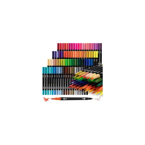 Image of SUPER TOY 80 Shades Dual Tip Brush Marker Fineline Color Pens Set