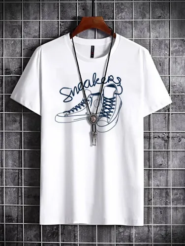Image of SUPERSQUAD Men Graphic Print Round Neck Pure Cotton White T-Shirt