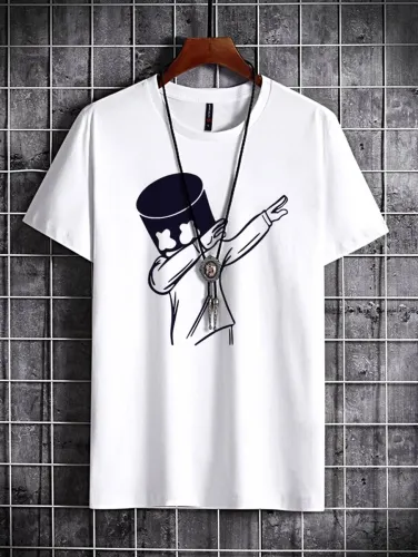 Image of SUPERSQUAD Men's Graphic Print Round Neck White Pure Cotton T-Shirt