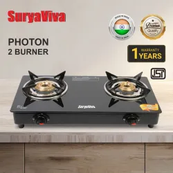 SURYAVIVA Photon 2B BK Toughened Glass Manual Gas Stove