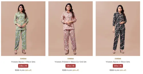 Image of SVARAA Women Rayon 2-Piece Sets Starting At @₹355