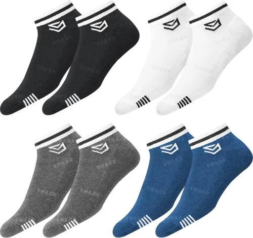 Image of Swagr Men's Striped Ankle Socks, pack of 4.