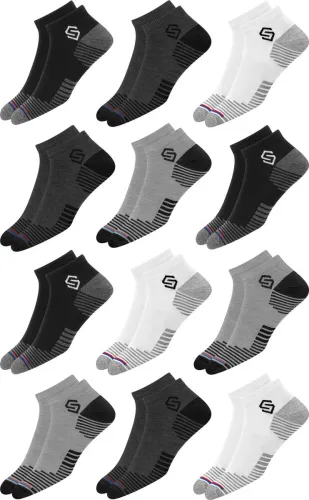 Image of Swagr Solid & Striped Ankle-Length Socks Pack of 12