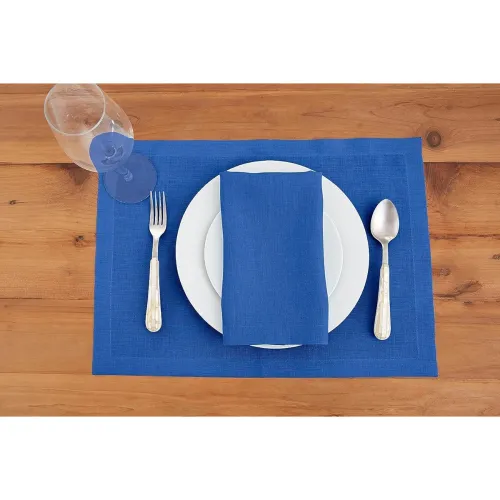 Image of SWHF Linen Fabric Placemats Set of 4 (Blue)