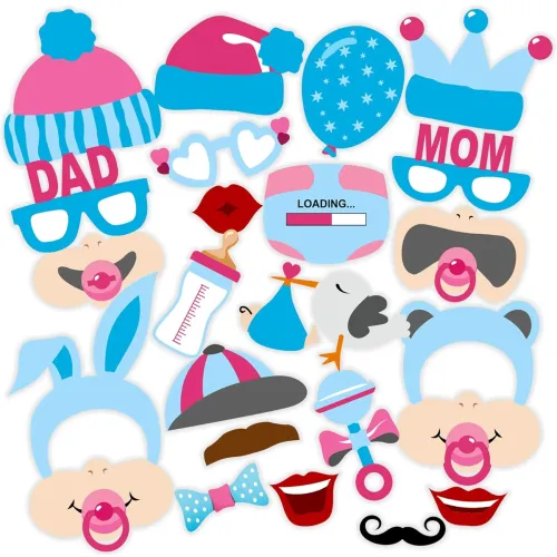 Image of SYGA Set of 22 Baby Shower Props for Family Function