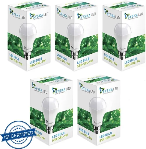 Image of Syska 9 W Basic Standard B22 LED Bulb (White, Pack of 5)