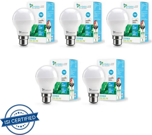 Image of Syska 9W B22 LED Bulb White Pack of 5