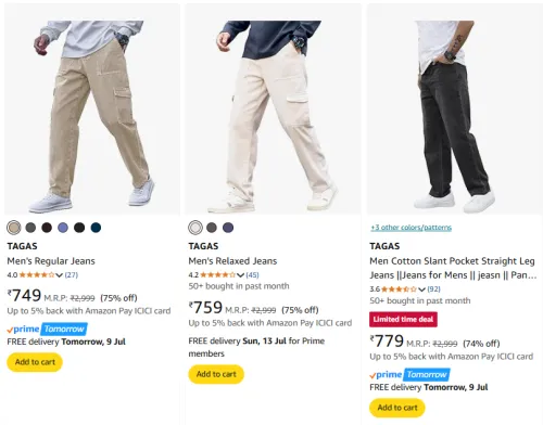 Image of TAGAS Men's Jeans at minimum 70% Discount