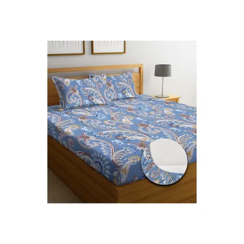 Image of TARAIN COLLECTION Cotton Elastic Fitted Bedsheet – 180 TC Super Soft, Double Bed (78