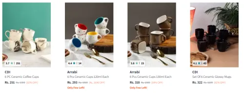 Image of Tea Cup Set Of 6 Starting @ ₹251