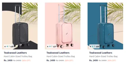 Image of Teakwood Leathers Textured 13-Inch rolley Bag 38L up to @ ₹90% Discount