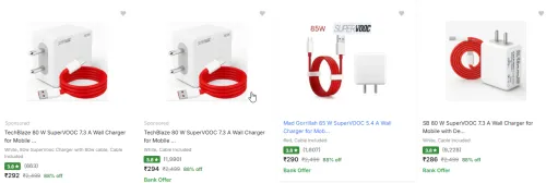 Image of TechBlaze SuperVOOC Wall Charger 80 W Upto 88% Discount