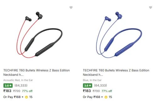 Image of TECHFIRE TWS Neckband & Earbuds Starting @ ₹179