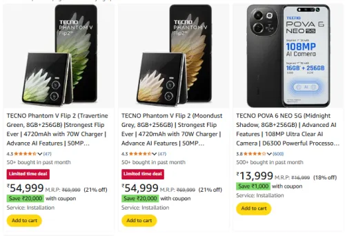 Image of TECNO Mobile @ Apply Up to ₹20,000 Coupon