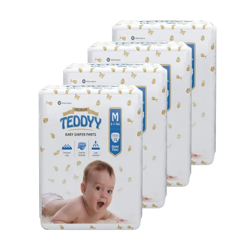 Image of TEDDYY Baby Premium Diapers Pants Medium 60 Counts (Pack of 4)