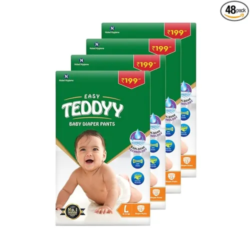Image of TEDDYY Baby Diapers Pants Easy Large 48 Count (Pack of 4)